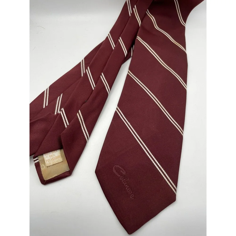 Givenchy Gentlemen Paris Burgundy Striped Silk Blend Vintage Necktie Celanese